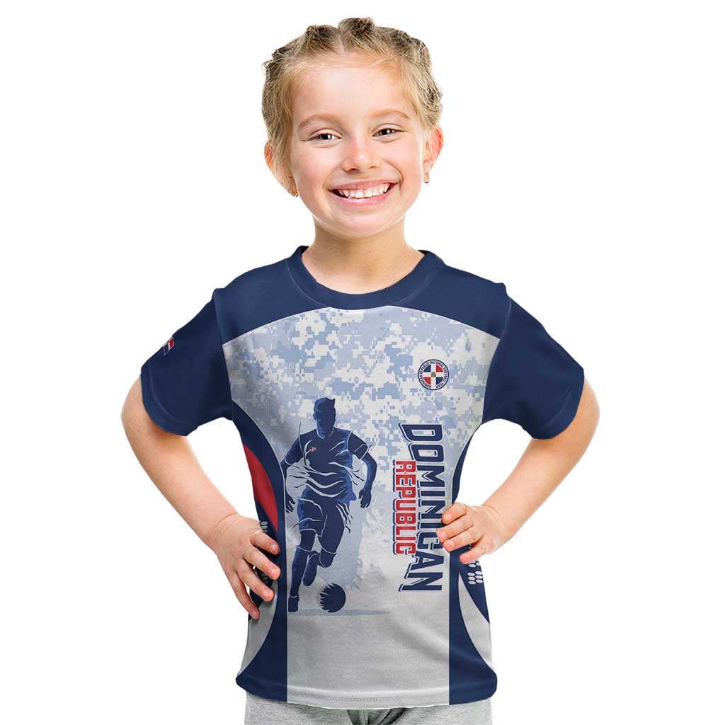 Custom Dominican Republic Football Kid T Shirt Vamos Los Quisqueyanos - Wonder Print Shop