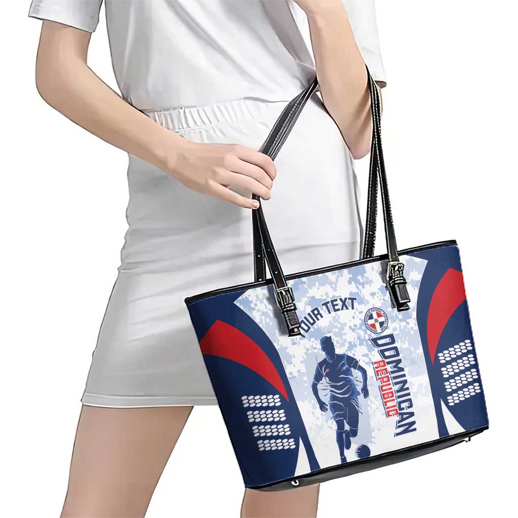 Custom Dominican Republic Football Leather Tote Bag Vamos Los Quisqueyanos - Wonder Print Shop