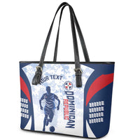 Custom Dominican Republic Football Leather Tote Bag Vamos Los Quisqueyanos - Wonder Print Shop