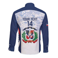 Custom Dominican Republic Football Long Sleeve Button Shirt Vamos Los Quisqueyanos - Wonder Print Shop