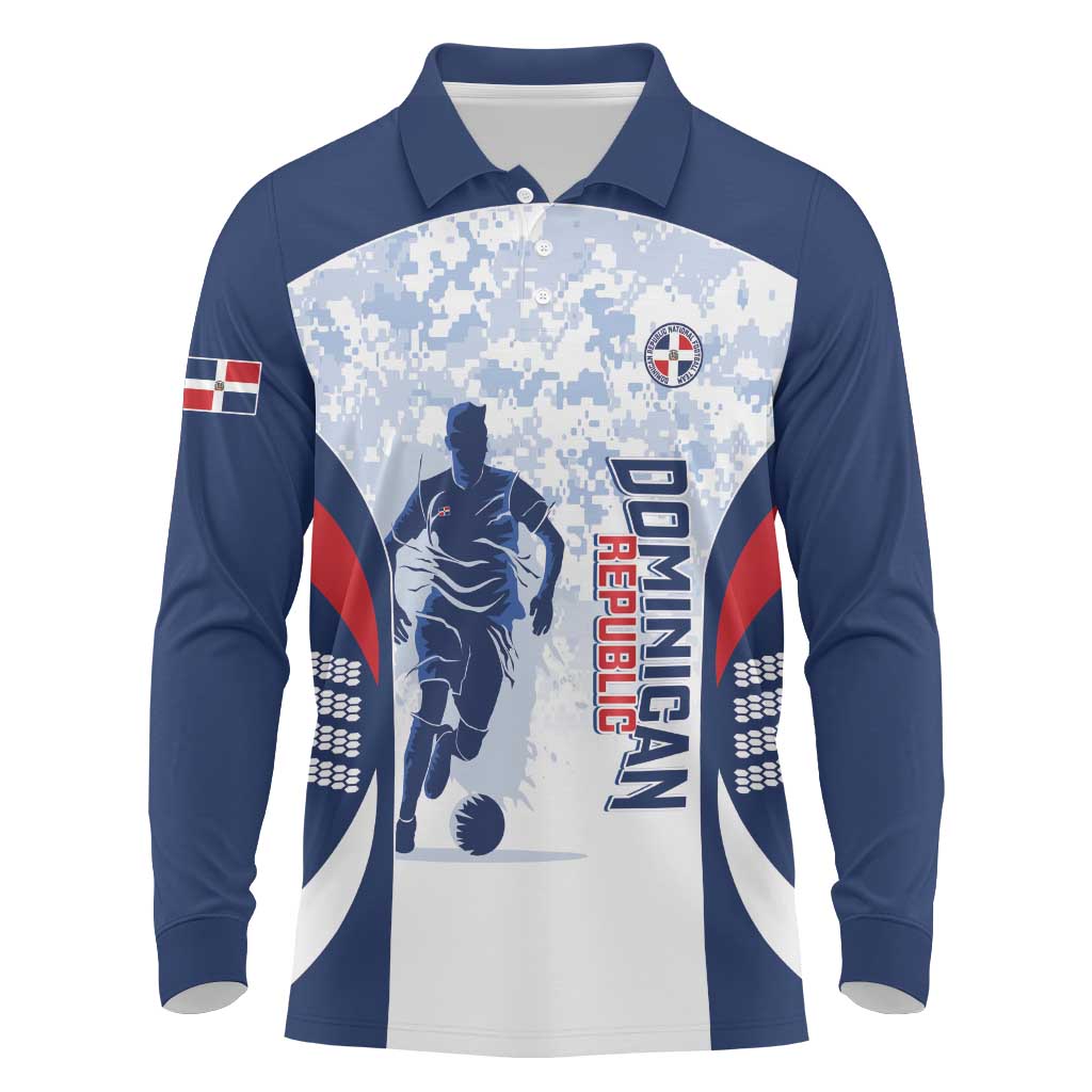Custom Dominican Republic Football Long Sleeve Polo Shirt Vamos Los Quisqueyanos - Wonder Print Shop