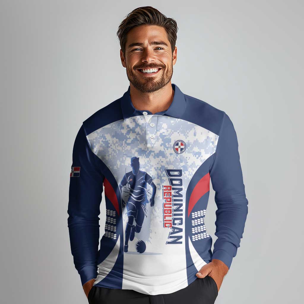 Custom Dominican Republic Football Long Sleeve Polo Shirt Vamos Los Quisqueyanos - Wonder Print Shop