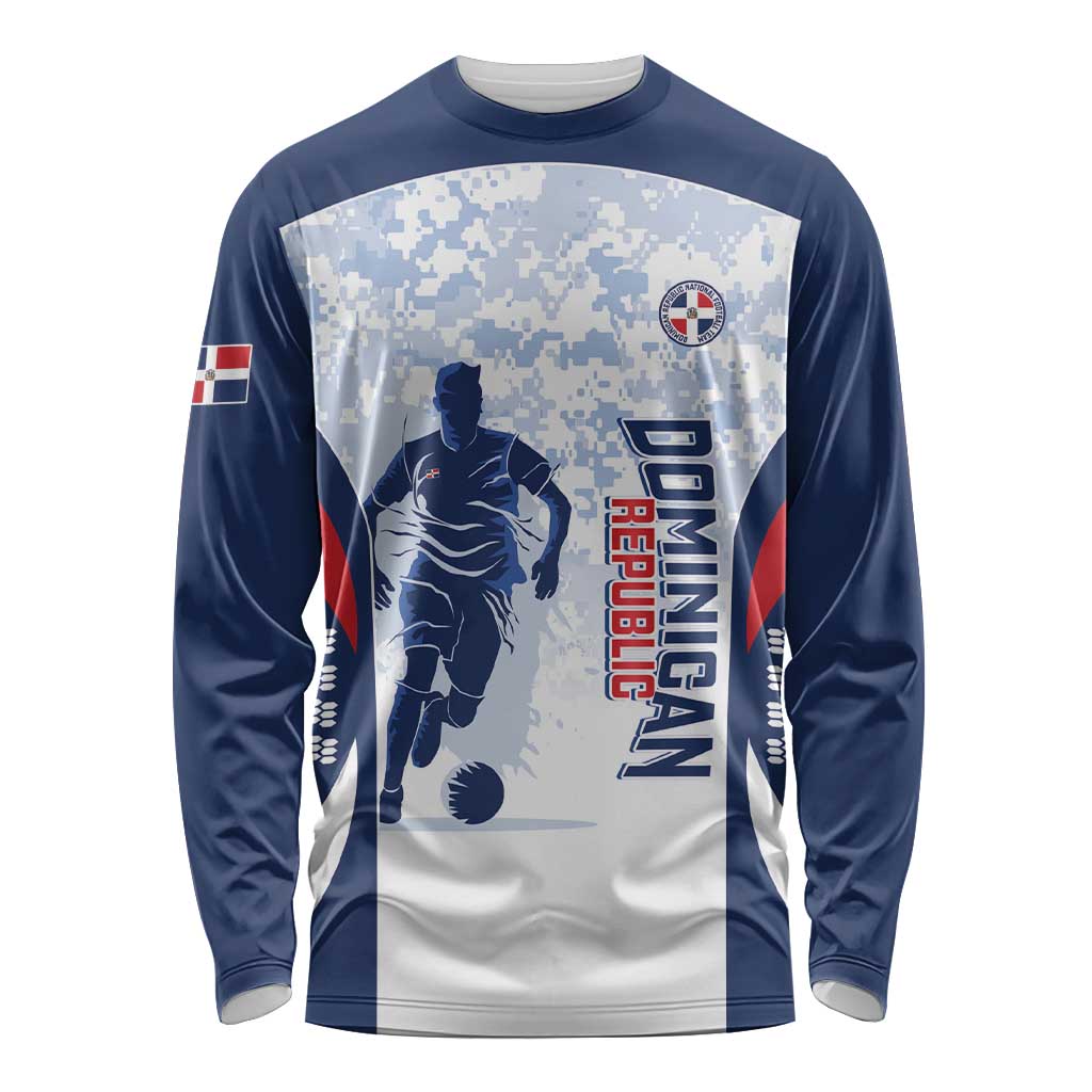 Custom Dominican Republic Football Long Sleeve Shirt Vamos Los Quisqueyanos - Wonder Print Shop