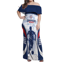 Custom Dominican Republic Football Off Shoulder Maxi Dress Vamos Los Quisqueyanos - Wonder Print Shop