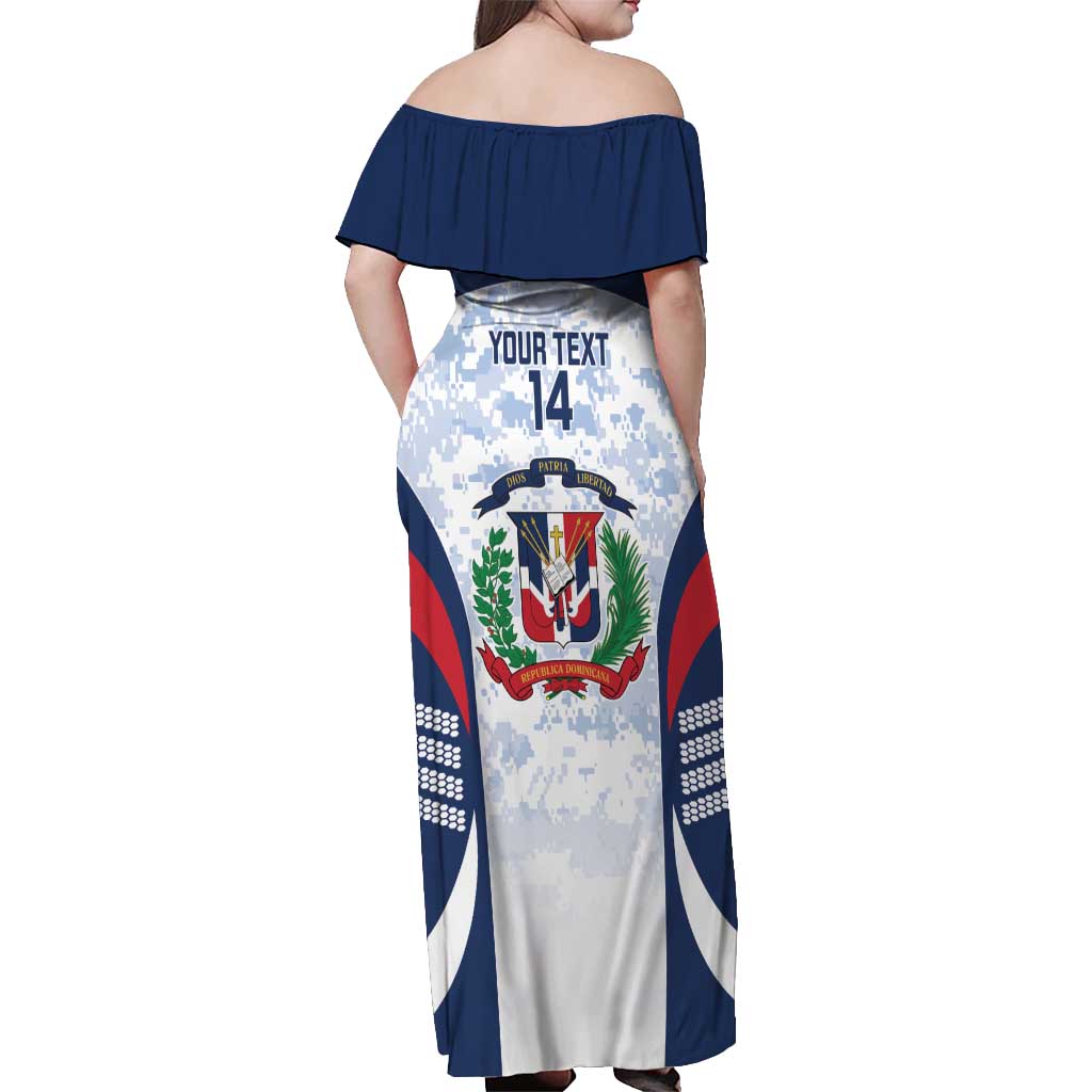 Custom Dominican Republic Football Off Shoulder Maxi Dress Vamos Los Quisqueyanos - Wonder Print Shop