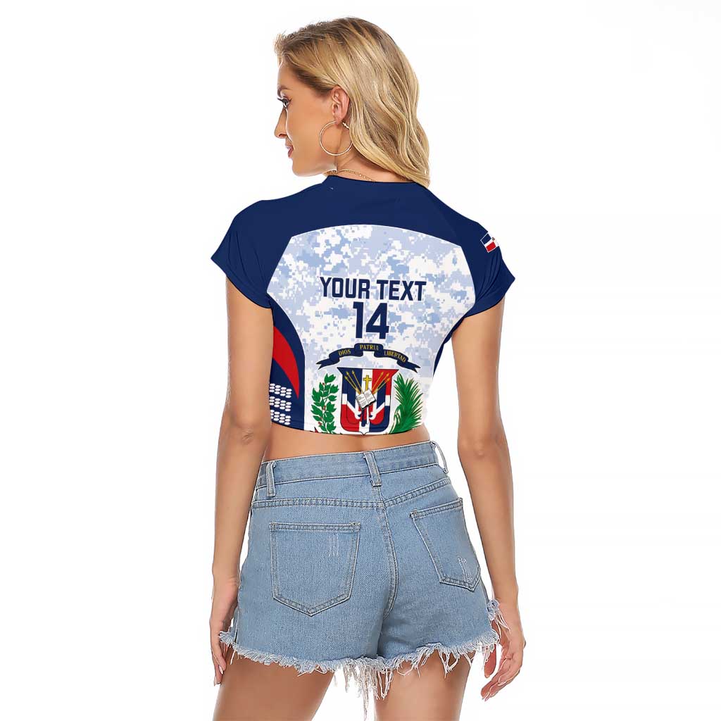 Custom Dominican Republic Football Raglan Cropped T Shirt Vamos Los Quisqueyanos - Wonder Print Shop