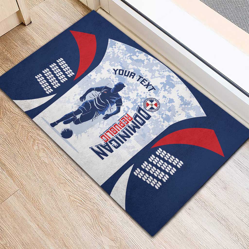 Custom Dominican Republic Football Rubber Doormat Vamos Los Quisqueyanos - Wonder Print Shop
