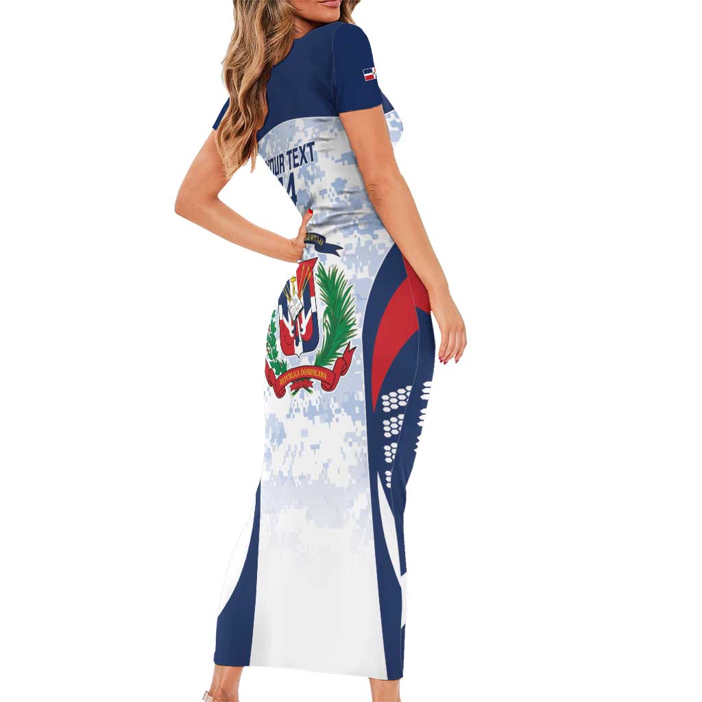 Custom Dominican Republic Football Short Sleeve Bodycon Dress Vamos Los Quisqueyanos - Wonder Print Shop