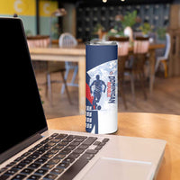 Custom Dominican Republic Football Skinny Tumbler Vamos Los Quisqueyanos - Wonder Print Shop
