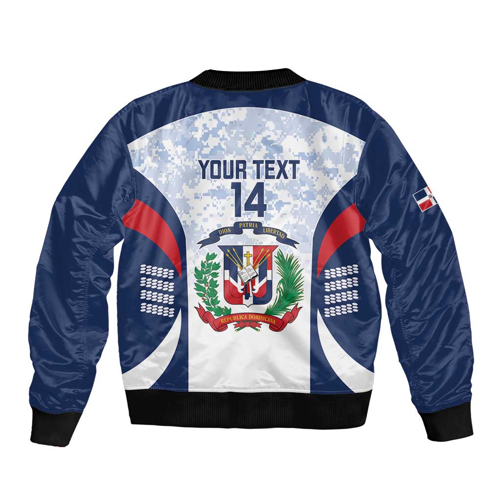 Custom Dominican Republic Football Sleeve Zip Bomber Jacket Vamos Los Quisqueyanos - Wonder Print Shop