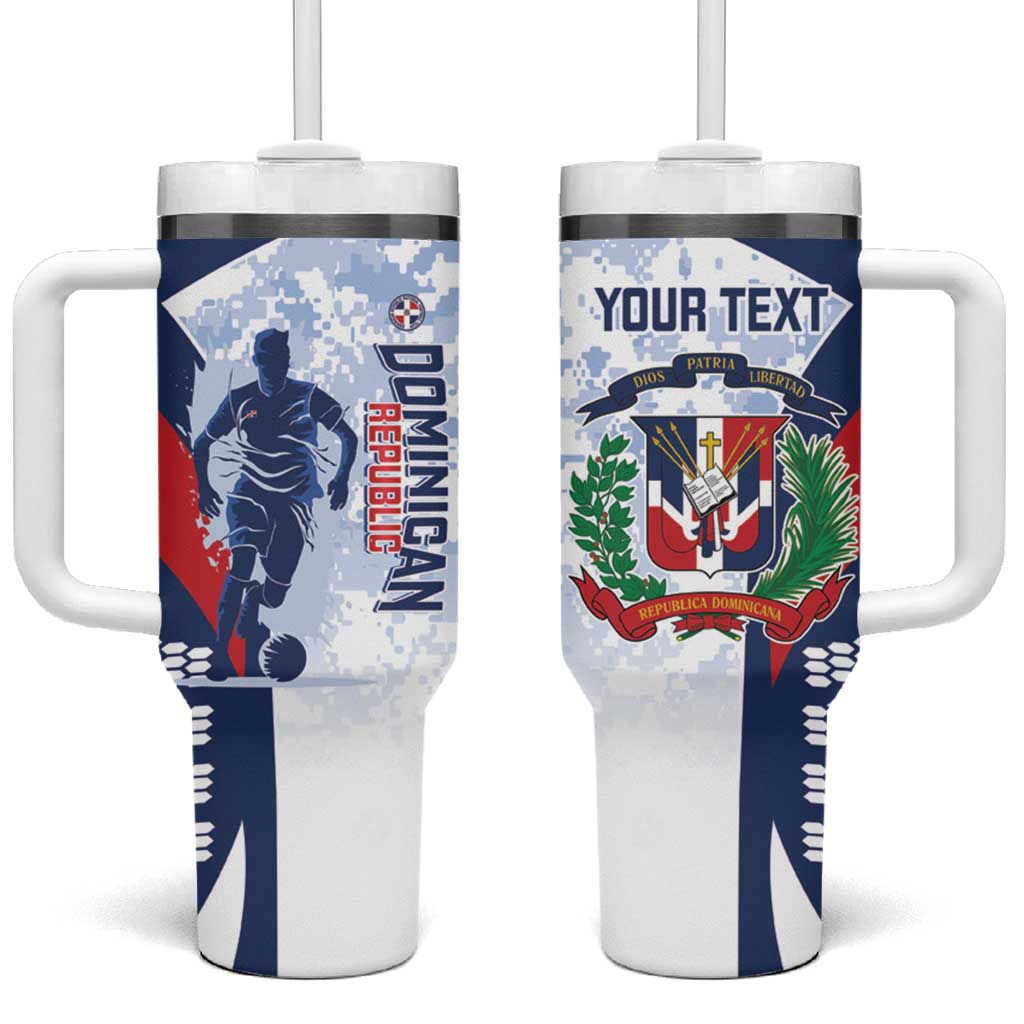 Custom Dominican Republic Football Tumbler With Handle Vamos Los Quisqueyanos - Wonder Print Shop