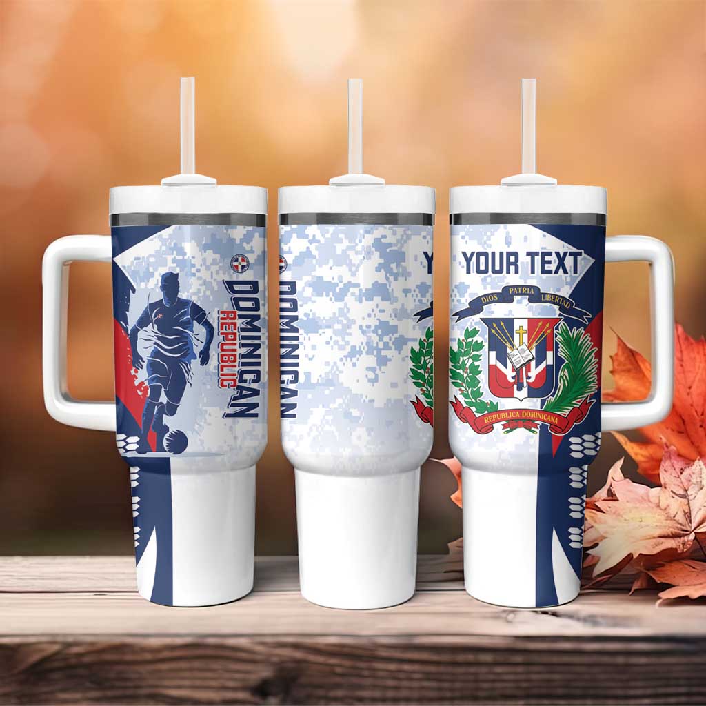 Custom Dominican Republic Football Tumbler With Handle Vamos Los Quisqueyanos - Wonder Print Shop