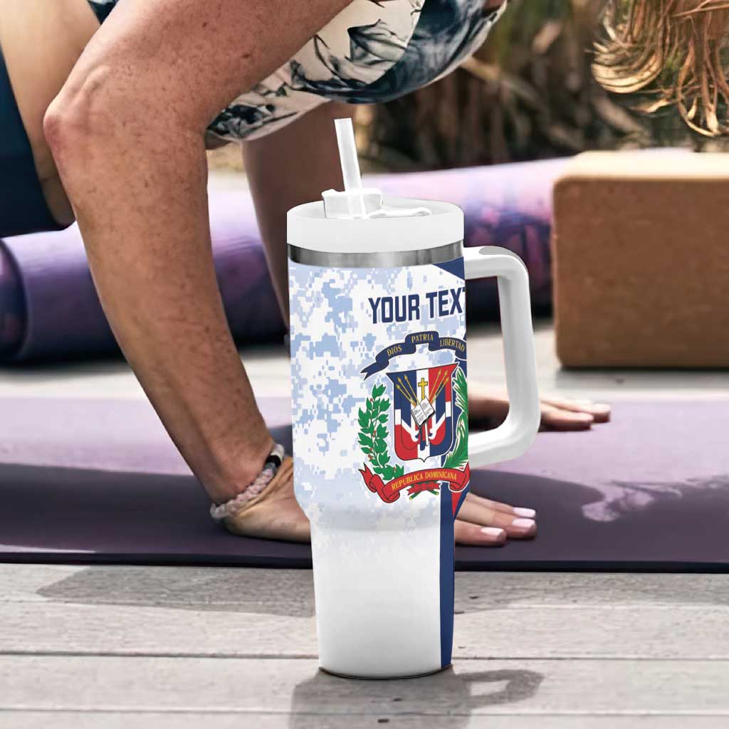 Custom Dominican Republic Football Tumbler With Handle Vamos Los Quisqueyanos - Wonder Print Shop