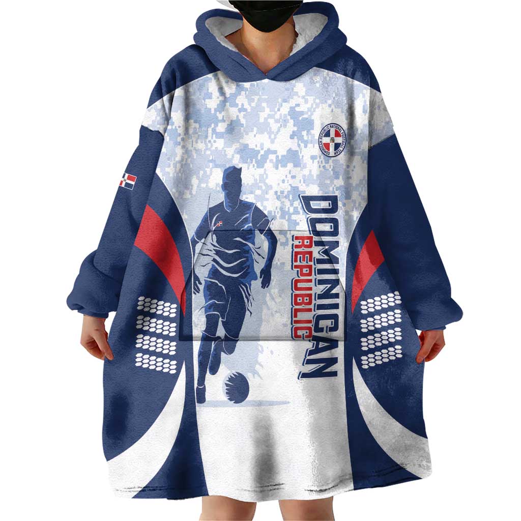 Custom Dominican Republic Football Wearable Blanket Hoodie Vamos Los Quisqueyanos - Wonder Print Shop