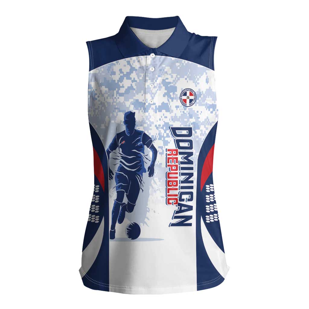 Custom Dominican Republic Football Women Sleeveless Polo Shirt Vamos Los Quisqueyanos - Wonder Print Shop
