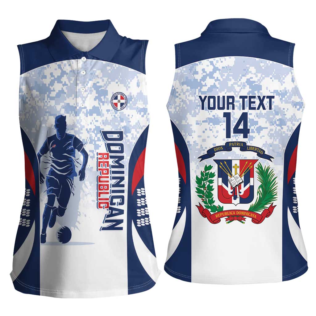 Custom Dominican Republic Football Women Sleeveless Polo Shirt Vamos Los Quisqueyanos - Wonder Print Shop