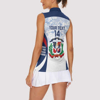 Custom Dominican Republic Football Women Sleeveless Polo Shirt Vamos Los Quisqueyanos - Wonder Print Shop