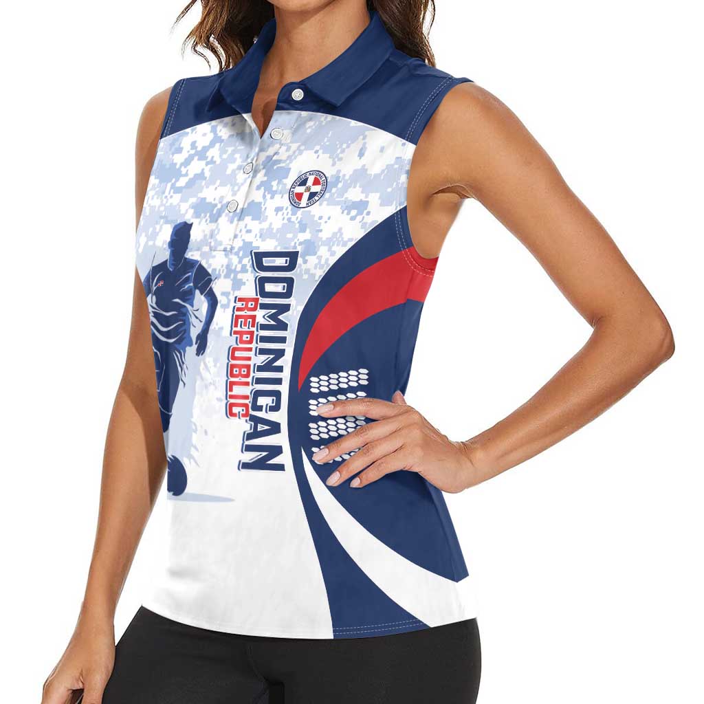Custom Dominican Republic Football Women Sleeveless Polo Shirt Vamos Los Quisqueyanos - Wonder Print Shop