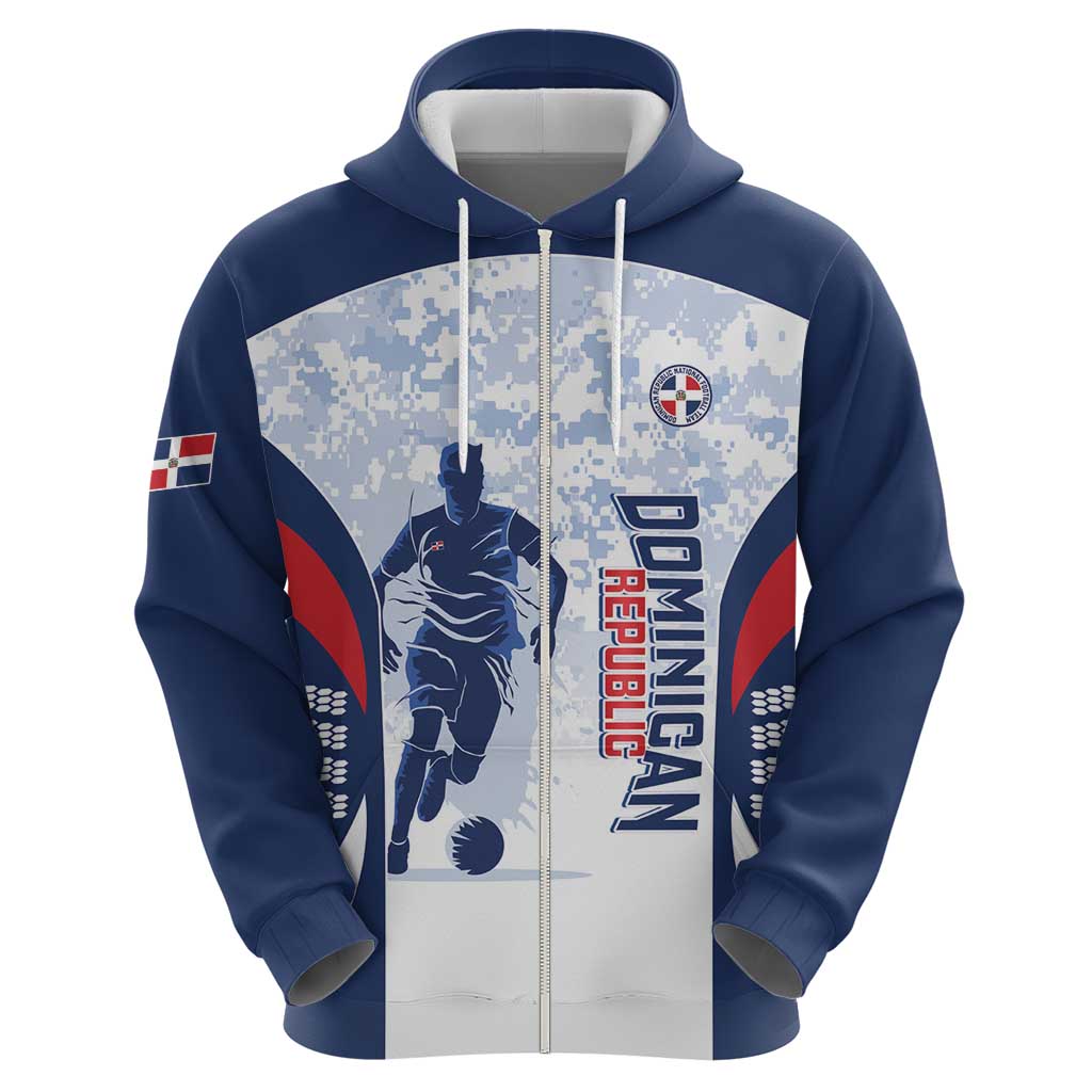Custom Dominican Republic Football Zip Hoodie Vamos Los Quisqueyanos - Wonder Print Shop