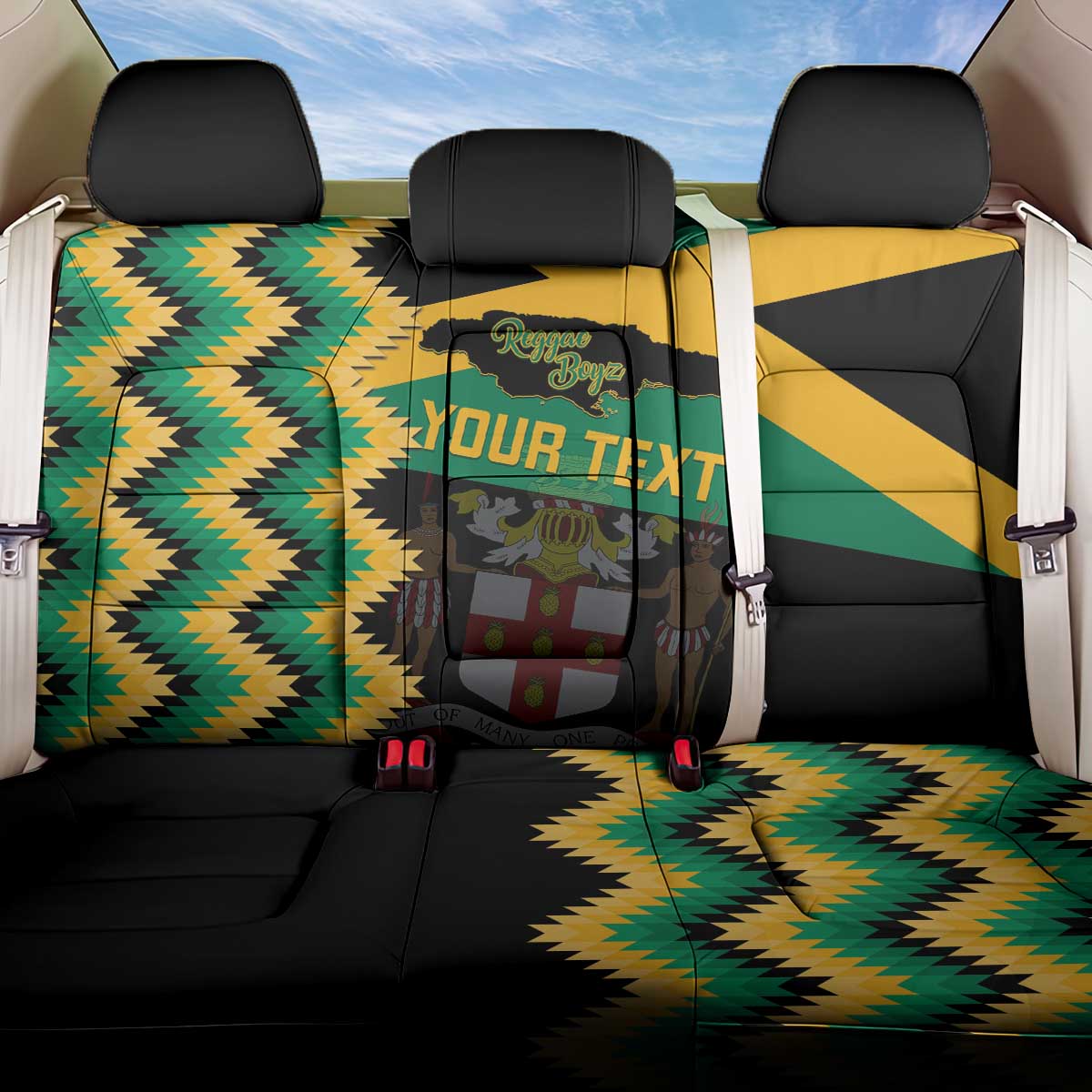Custom Jamaica Football Back Car Seat Cover Go Reggae Boyz - Wonder Print Shop