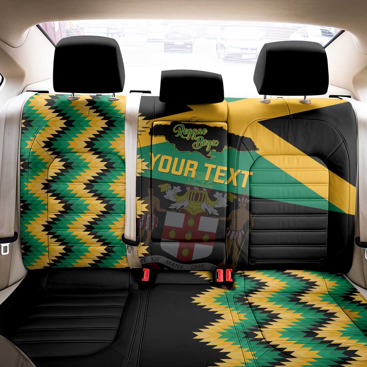 Custom Jamaica Football Back Car Seat Cover Go Reggae Boyz - Wonder Print Shop