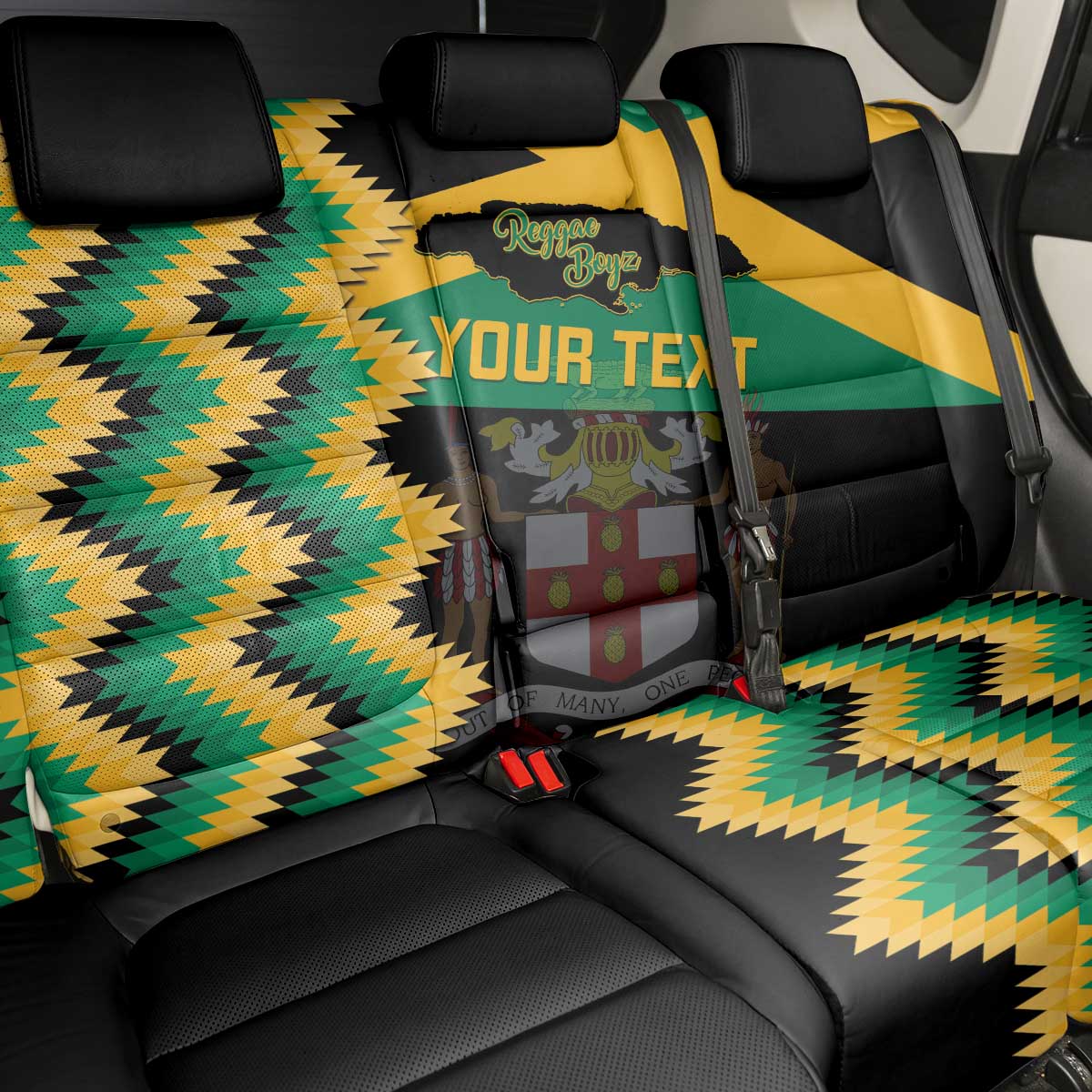 Custom Jamaica Football Back Car Seat Cover Go Reggae Boyz - Wonder Print Shop