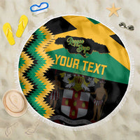 Custom Jamaica Football Beach Blanket Go Reggae Boyz - Wonder Print Shop