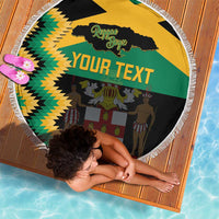 Custom Jamaica Football Beach Blanket Go Reggae Boyz - Wonder Print Shop