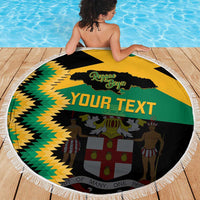 Custom Jamaica Football Beach Blanket Go Reggae Boyz - Wonder Print Shop