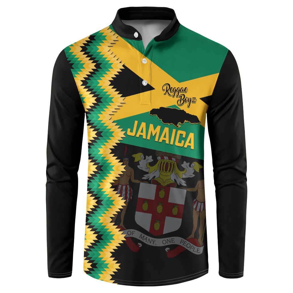 Custom Jamaica Football Button Sweatshirt Go Reggae Boyz - Wonder Print Shop