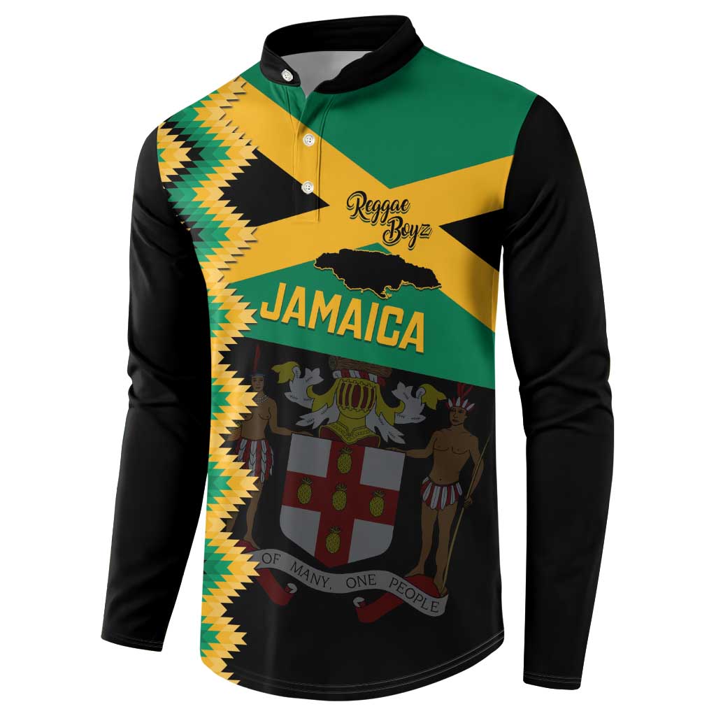 Custom Jamaica Football Button Sweatshirt Go Reggae Boyz - Wonder Print Shop