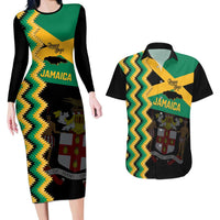 Custom Jamaica Football Couples Matching Long Sleeve Bodycon Dress and Hawaiian Shirt Go Reggae Boyz - Wonder Print Shop