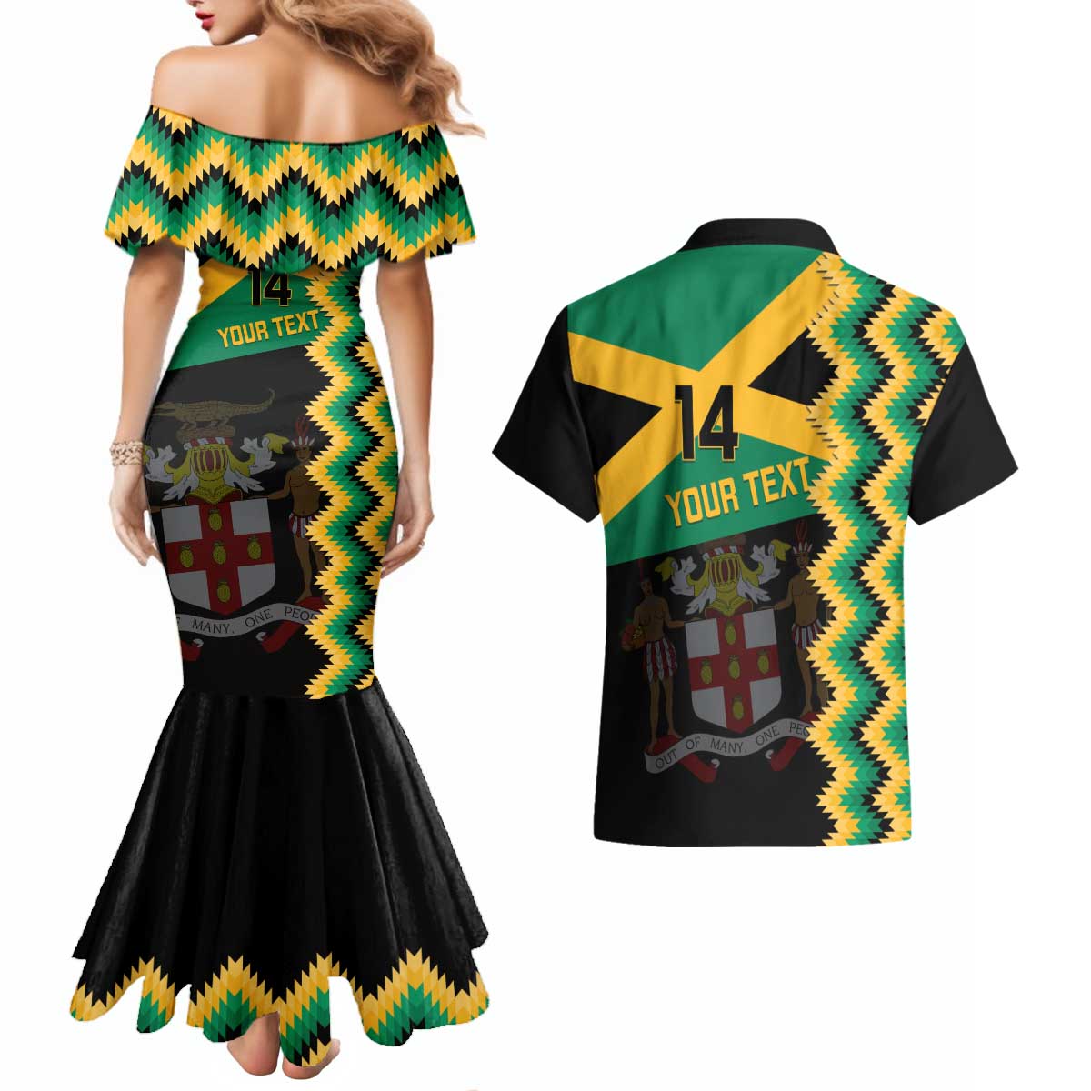 Custom Jamaica Football Couples Matching Mermaid Dress and Hawaiian Shirt Go Reggae Boyz - Wonder Print Shop