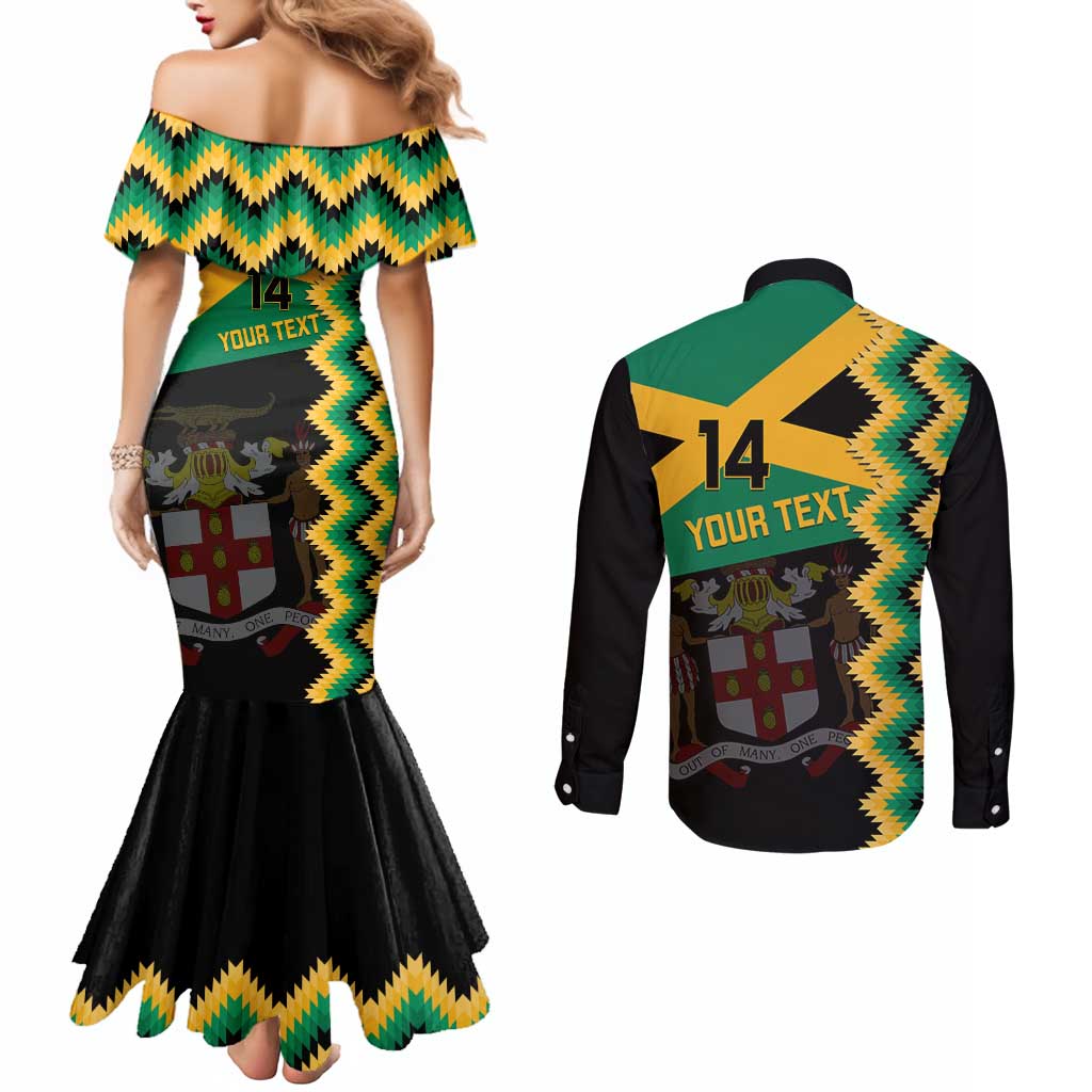 Custom Jamaica Football Couples Matching Mermaid Dress and Long Sleeve Button Shirt Go Reggae Boyz - Wonder Print Shop