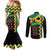 Custom Jamaica Football Couples Matching Mermaid Dress and Long Sleeve Button Shirt Go Reggae Boyz - Wonder Print Shop