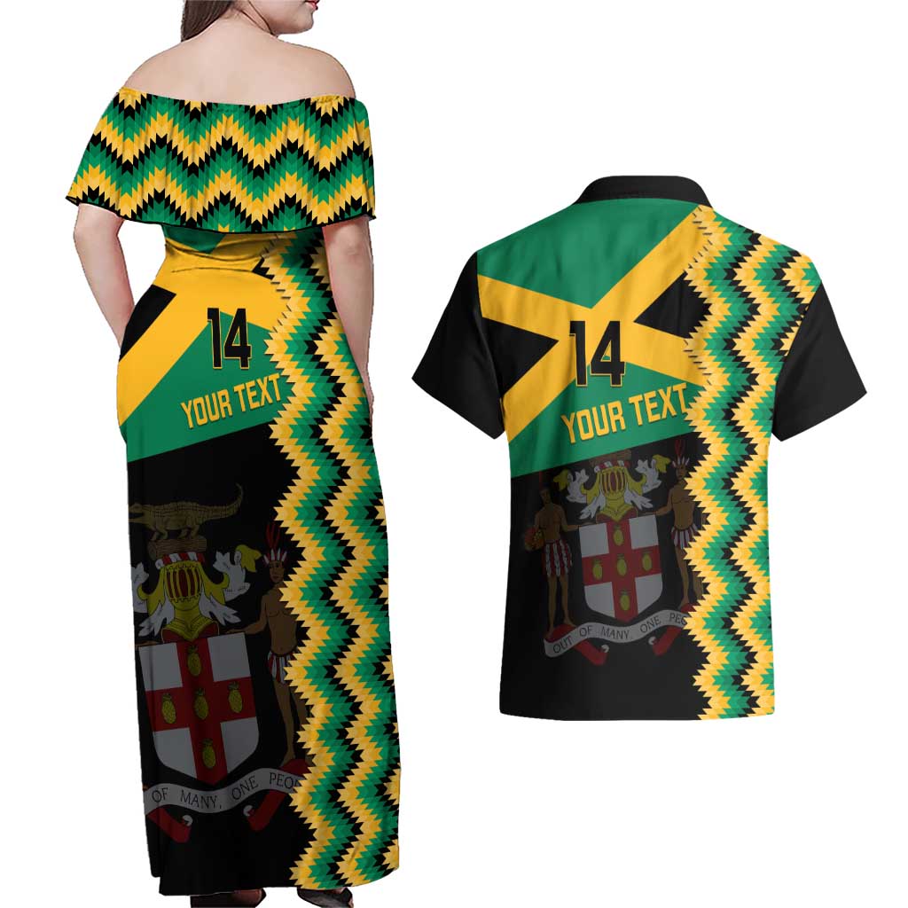 Custom Jamaica Football Couples Matching Off Shoulder Maxi Dress and Hawaiian Shirt Go Reggae Boyz - Wonder Print Shop