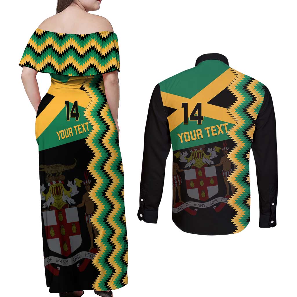 Custom Jamaica Football Couples Matching Off Shoulder Maxi Dress and Long Sleeve Button Shirt Go Reggae Boyz - Wonder Print Shop