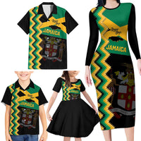 Custom Jamaica Football Family Matching Long Sleeve Bodycon Dress and Hawaiian Shirt Go Reggae Boyz - Wonder Print Shop
