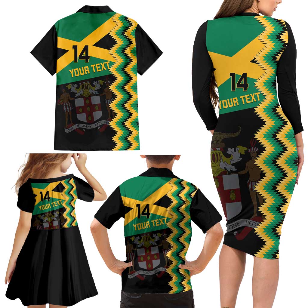 Custom Jamaica Football Family Matching Long Sleeve Bodycon Dress and Hawaiian Shirt Go Reggae Boyz - Wonder Print Shop