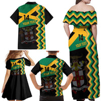 Custom Jamaica Football Family Matching Off Shoulder Maxi Dress and Hawaiian Shirt Go Reggae Boyz - Wonder Print Shop