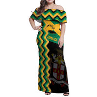 Custom Jamaica Football Family Matching Off Shoulder Maxi Dress and Hawaiian Shirt Go Reggae Boyz - Wonder Print Shop