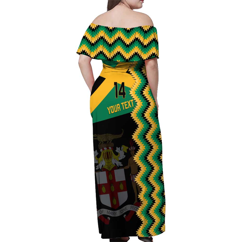 Custom Jamaica Football Family Matching Off Shoulder Maxi Dress and Hawaiian Shirt Go Reggae Boyz - Wonder Print Shop