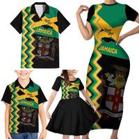 Custom Jamaica Football Family Matching Short Sleeve Bodycon Dress and Hawaiian Shirt Go Reggae Boyz - Wonder Print Shop