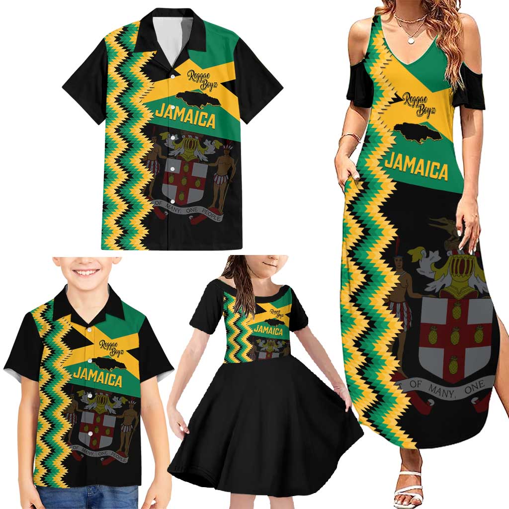 Custom Jamaica Football Family Matching Summer Maxi Dress and Hawaiian Shirt Go Reggae Boyz - Wonder Print Shop