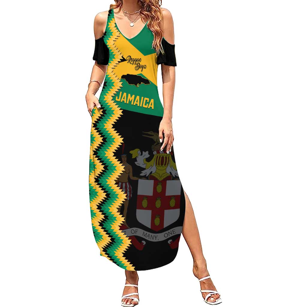 Custom Jamaica Football Family Matching Summer Maxi Dress and Hawaiian Shirt Go Reggae Boyz - Wonder Print Shop