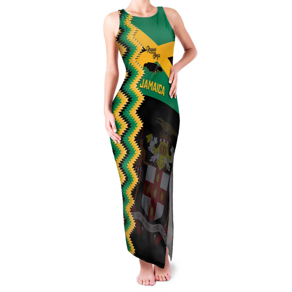 Custom Jamaica Football Family Matching Tank Maxi Dress and Hawaiian Shirt Go Reggae Boyz - Wonder Print Shop