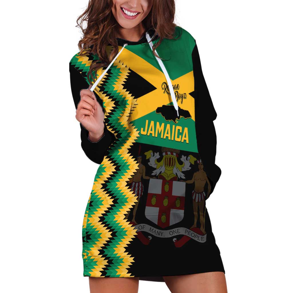 Custom Jamaica Football Hoodie Dress Go Reggae Boyz - Wonder Print Shop