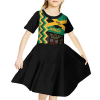 Custom Jamaica Football Kid Short Sleeve Dress Go Reggae Boyz - Wonder Print Shop