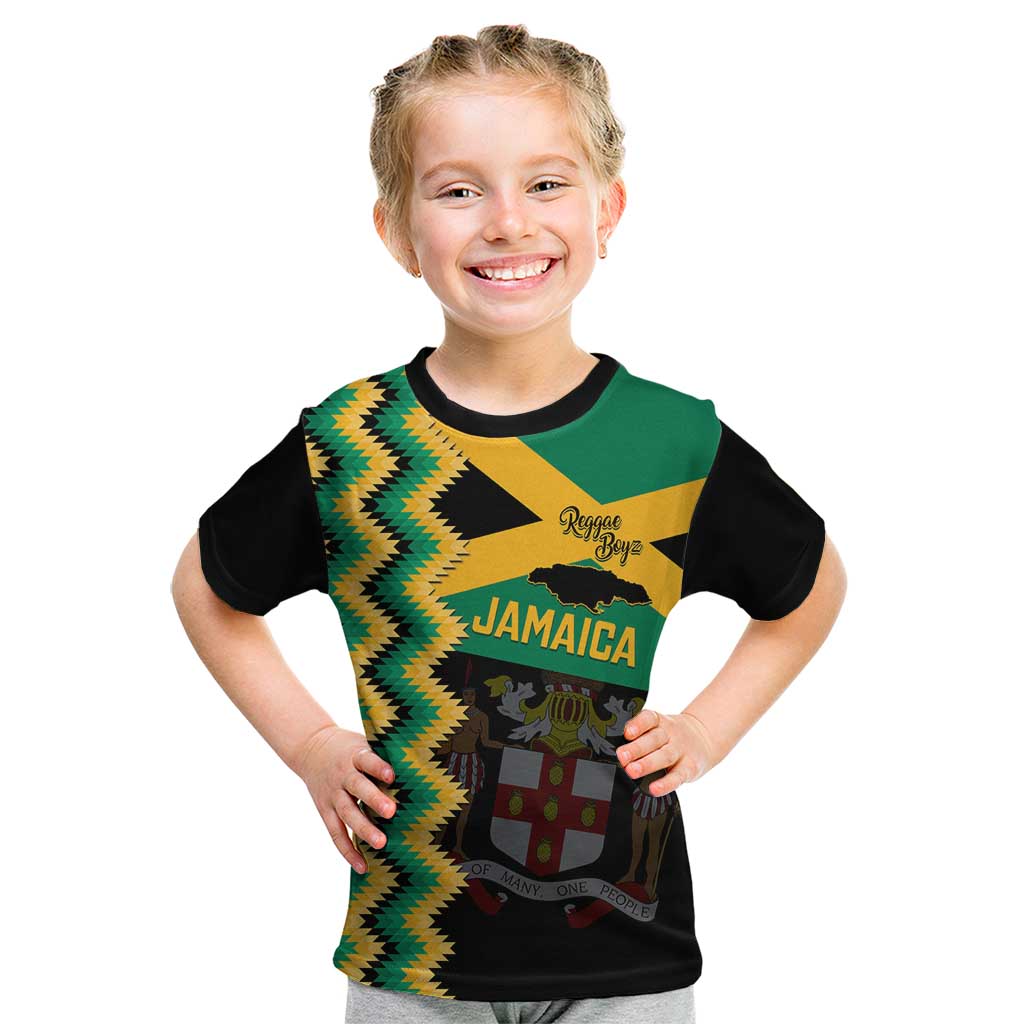 Custom Jamaica Football Kid T Shirt Go Reggae Boyz - Wonder Print Shop