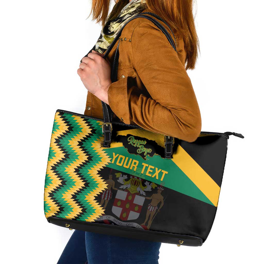 Custom Jamaica Football Leather Tote Bag Go Reggae Boyz - Wonder Print Shop